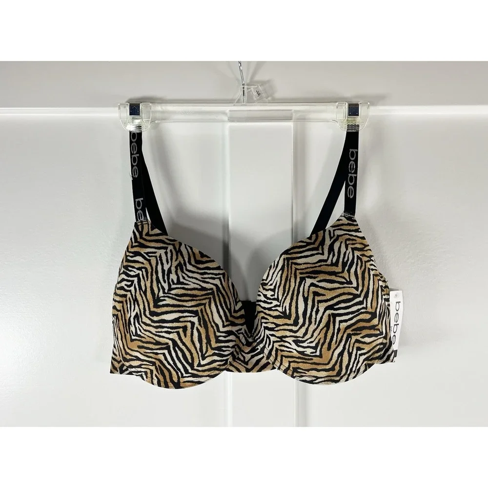 Bebe Intimates Tiger Stripe Seamless Underwire Gentle Lift Push Up Bra NWT 36DD‎